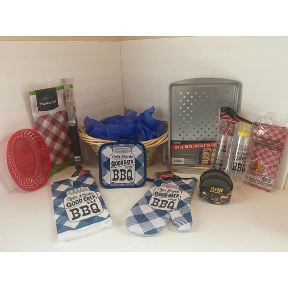 Barbecue BBQ Grill Fathers Day Gift Basket Set ‘Cold Drinks Good Eats’ Set - Picture 1 of 10